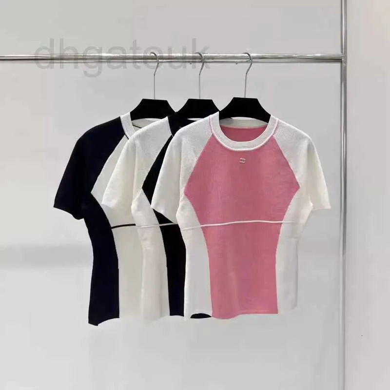 Damen-T-Shirt-Designer-Marke 2024 Frühlings-/Sommer Neue Slim Fit Farbblockier