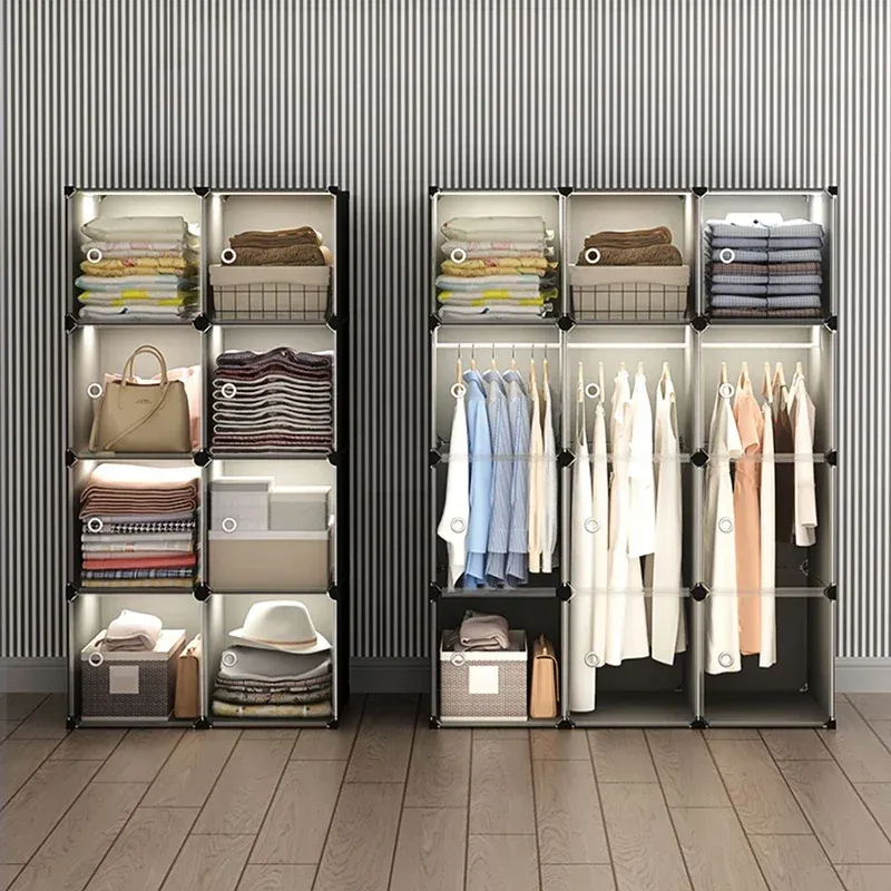 Small Lockable Wardrobe Cabinet Contemporary Clothing Rack, Plastic ...