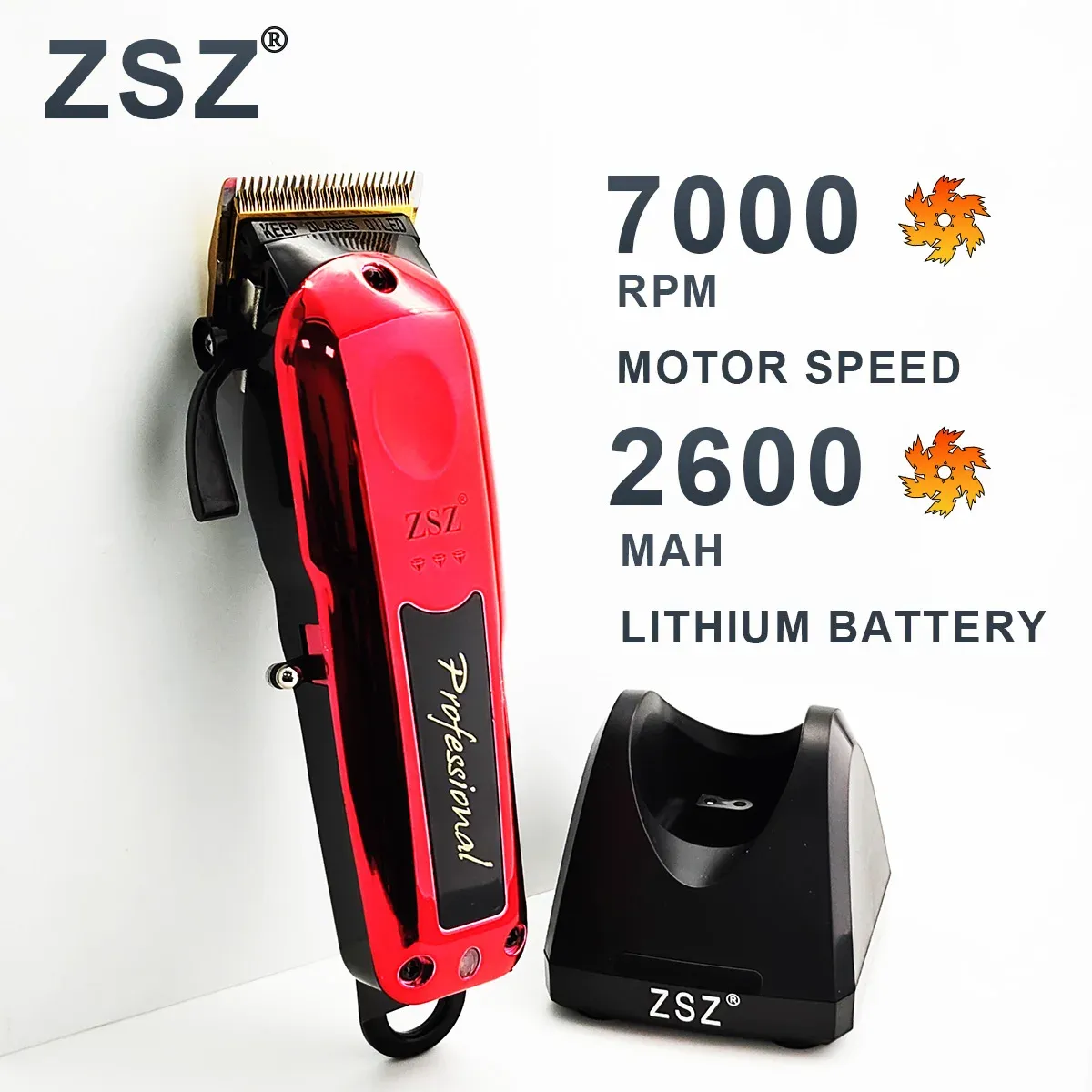 SHAVERS ZSZ F88 Temel Şarj Cihazı Başkanı Erkek Elektrik Saç Klipsi Yüksek Güç 7000rpm Karbon Çelik Seramik Bıçağı Profesyonel Düzeltici