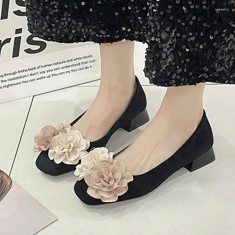 Платье обувь лето цветочные цветочные каблуки женщины Мэри Джейн 2024 Короткие ретро -ходьбы