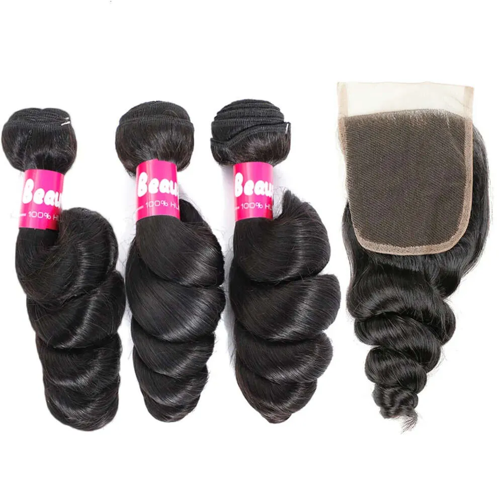 9a Brésilien Body Wave Hoies Human with Close Wave Deep Wave Wave Water Water Wave Packs Cirly Hairs With 4x4 Lace Ferme