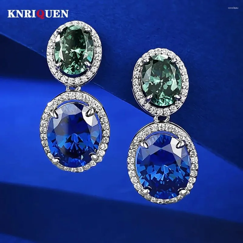 Brincos berros Charms 925 Silver real 8 mm 10mm Tanzanite Green Tourmaline for Women Lab Lab