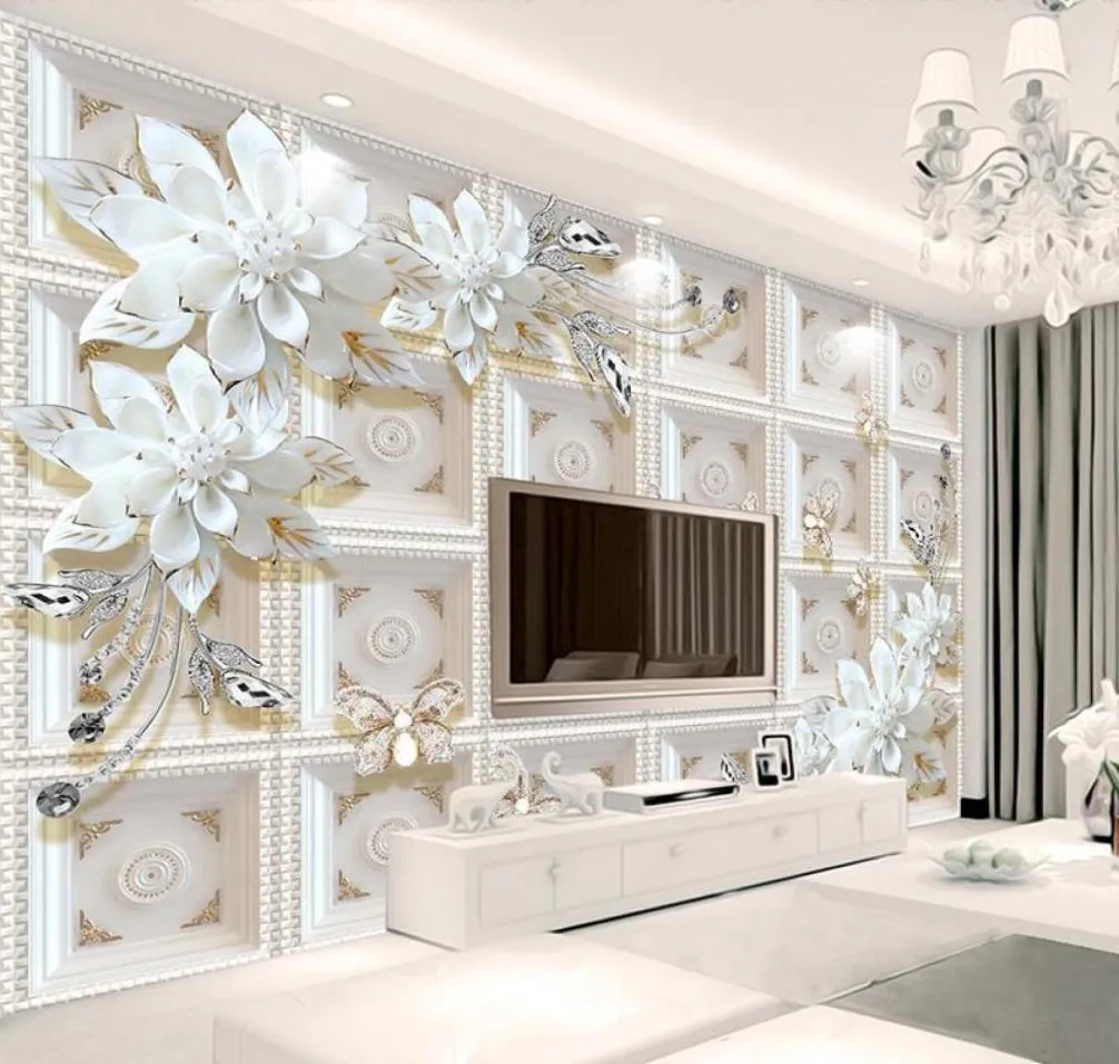 Fonds d'écran Muraude Murale Custom Fond d'écran 3D bijoux papillon salon de fleur