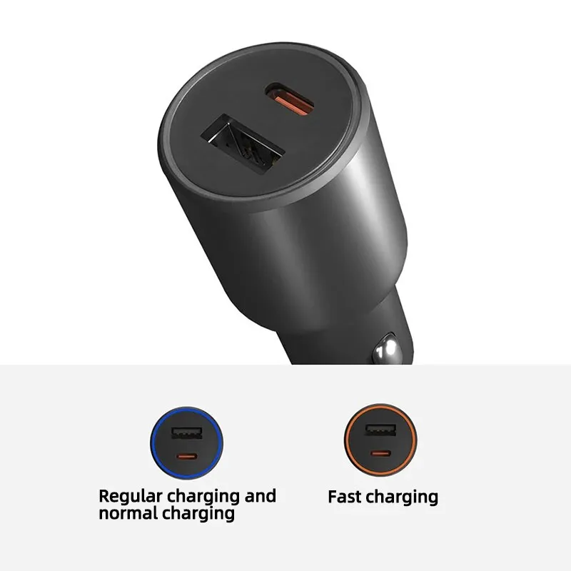 43W Dual Port Car Charger with Fast Charging for iPhone,  Samsung, Huawei