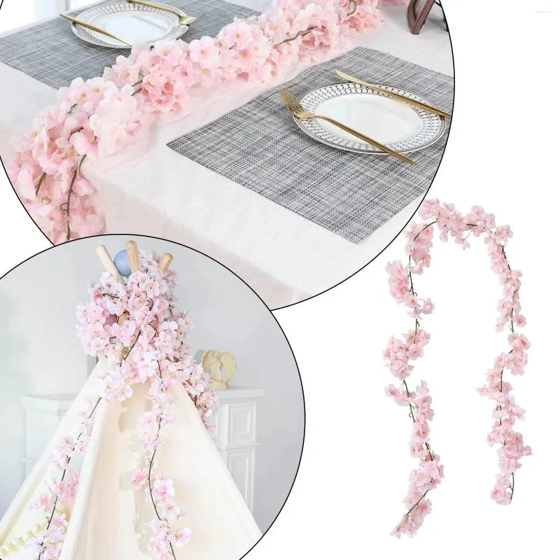 Decorative Flowers Winter Bouquet Artificial Cherry Flower Vines Faux For Outdoors Hanging Silk Garland Wedding Party Home