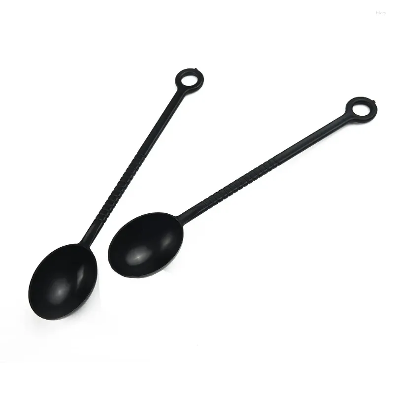 Coffee Scoops 5pcs Long Handle Plastic Spoons Bendable Fruit Powder Spoon Ice Cream Milk Tea Scoop Seasoning Kitchen Tableware