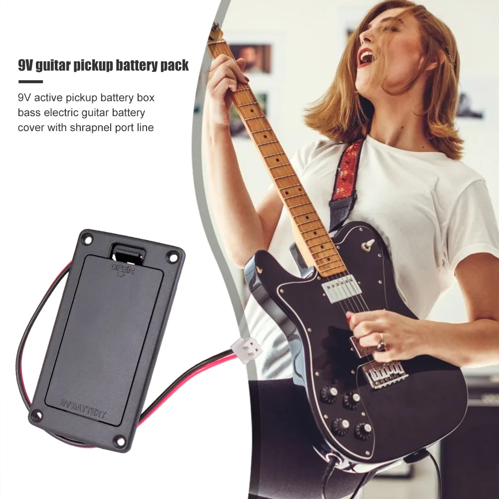 Battery 9v Black 9V Battery Case For Active Guitar/Bass Pickups ...