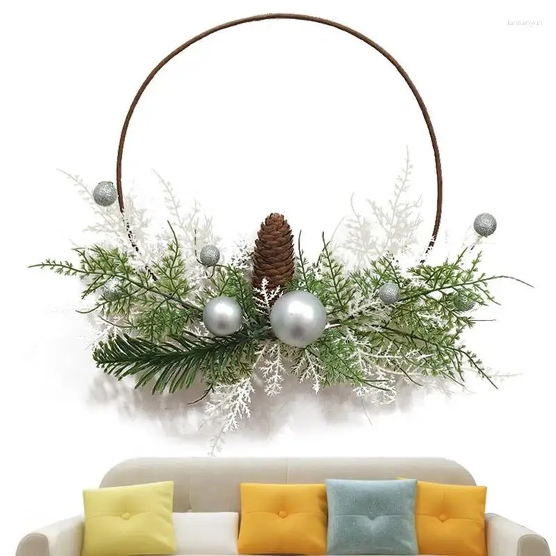 Decorative Flowers Christmas Door Wreath Prelit Hoop Farmhouse Winter With Lights Garland Wedding Decoration Round Catcher