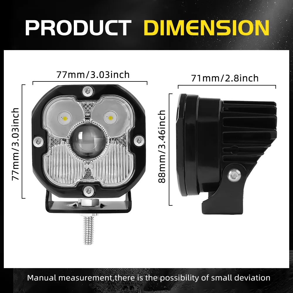 Colight 2x 3-Inch 160W LED Work Light Cube Pods – Spot Beam, 160,000 Lumens, IP68, Off-Road - View #5