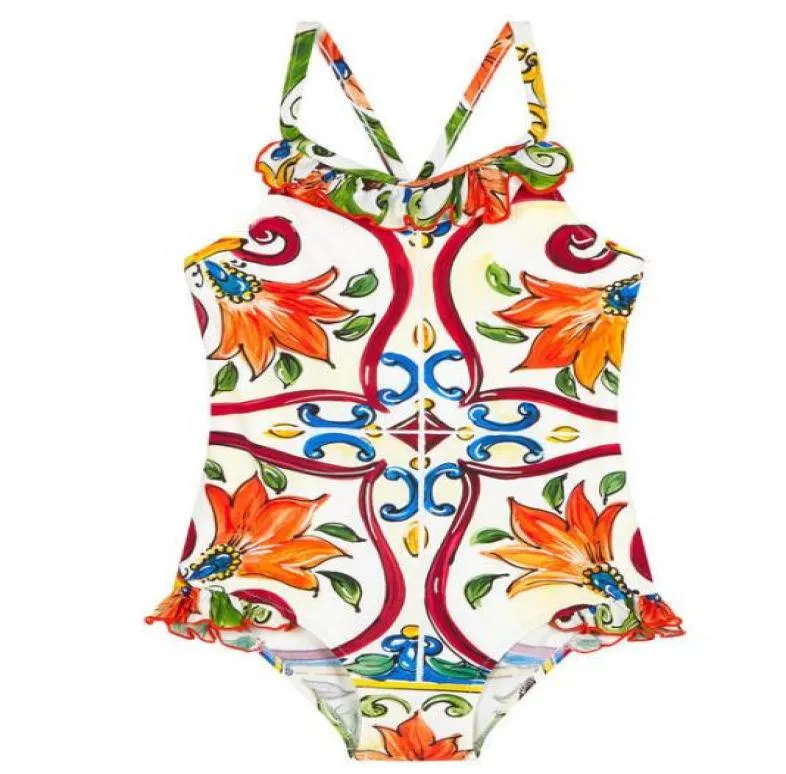 Kids Swimwear Toddler Girls Summer Morning Glory one Piece Swimsuit Baby girls Floral Printed Elegant Swimwear 7255113