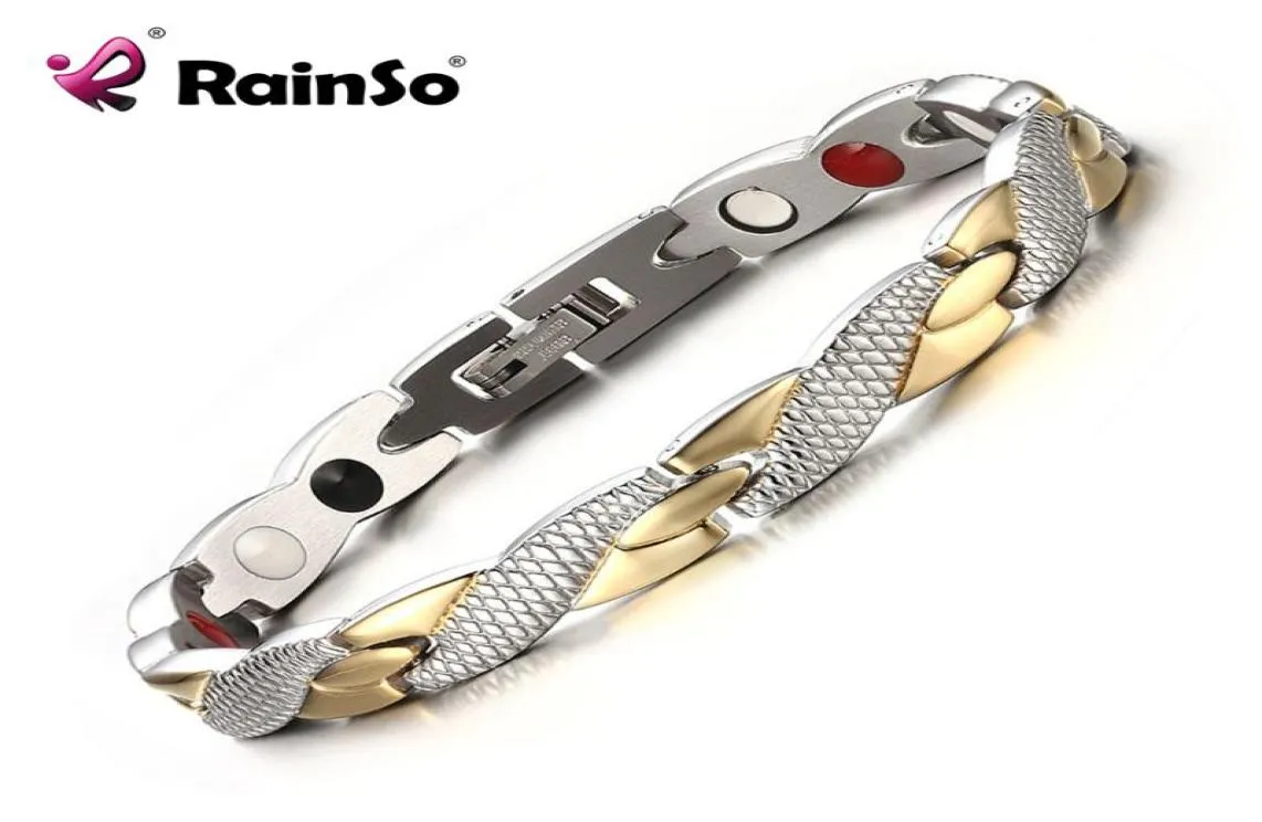 Raino helt nya magnetiska 4 hälsovårdselement 316L rostfritt stål armband armband för kvinnor modesmycken OSB692GFIR8130244