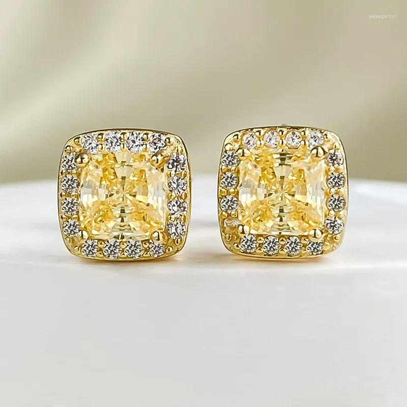 Stud Earrings S925 Silver Ear Radian Princess Square High Carbon Diamond Small And Versatile Wholesale