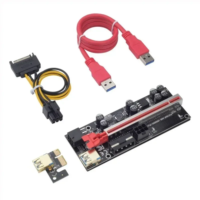 New VER009S Plus PCI-E Riser Card, PCIE X1 to X16, 4Pin 6Pin Power