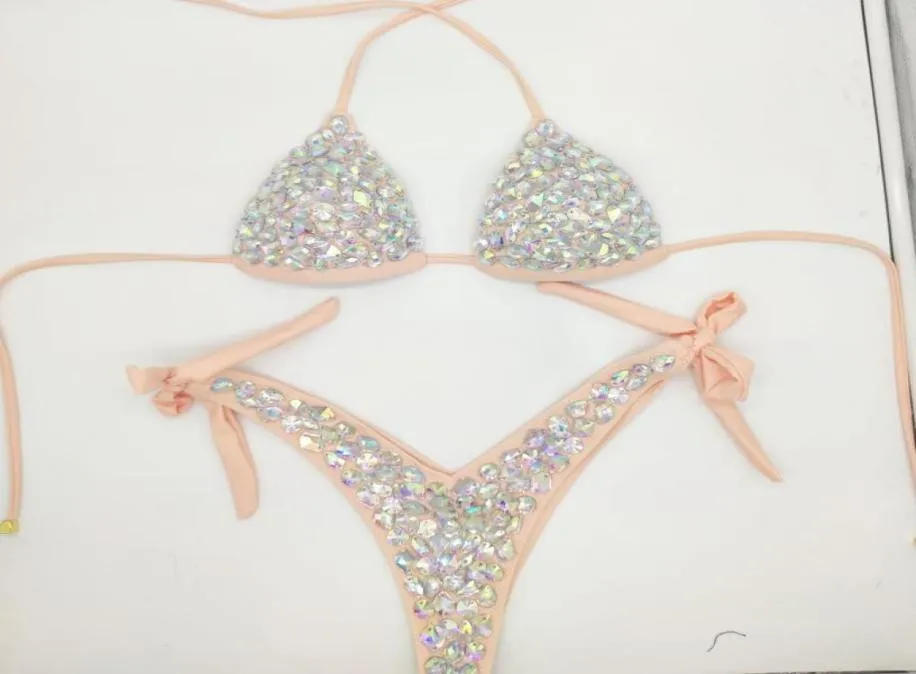 2021 Venus Tatil Pırlanta Bikini Set Rhinestone Mayo Kristal Mayo Takım Seksi Kadınlar Biquini Bling Stones Simsuit8122437413001