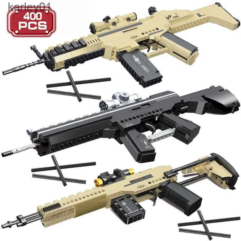 Toys Gun World War II Scar M416 Desert Eagle Pistol Vector Subcachine Gun Model Building Blocing Blocing Army MK14 Sniper Rifle Building Bloc Toy YQ240413