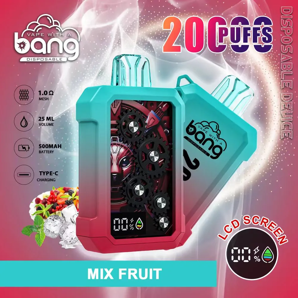 Bang 20000 Puffs LCD Screen Vape Dlissable E Cigarettes Puff 20K 0% 2% 3% 5% 25 ml POD PRÉFULTE