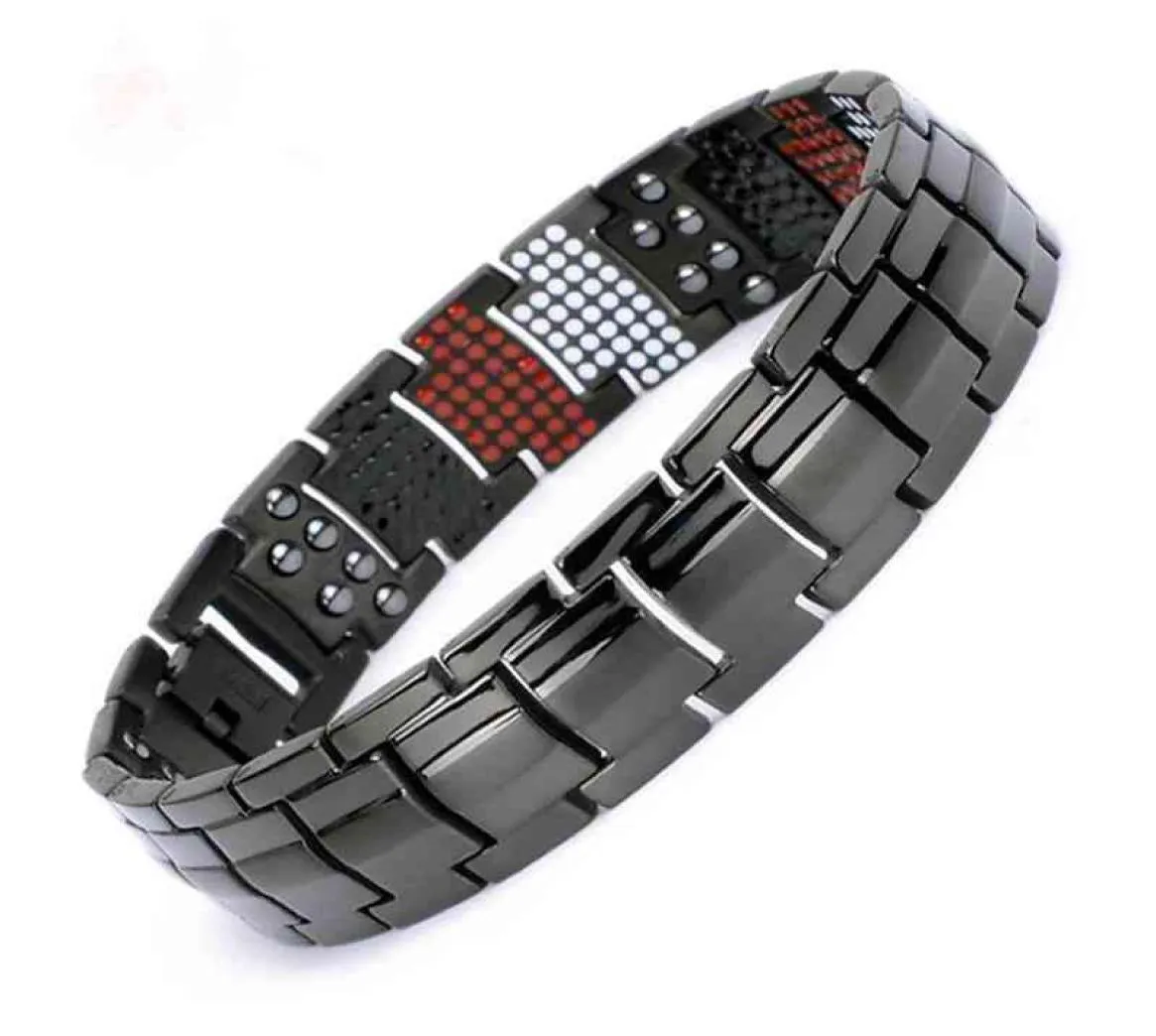 100 Pure Titanium Magnetic Black Chain Men Hematite Health Energy Armband för kvinnor Fördelar8266916