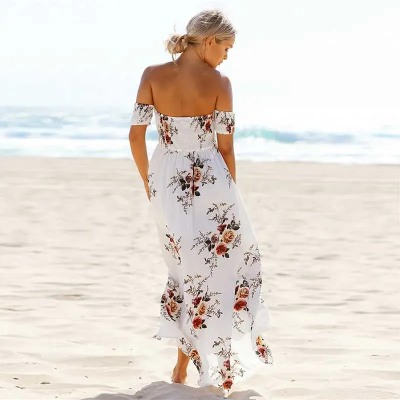 【年間ランキング6年連続受賞】 DHgate.com:Womens Off-Shoulder Dress Maxi Boho Print Floral Clothing