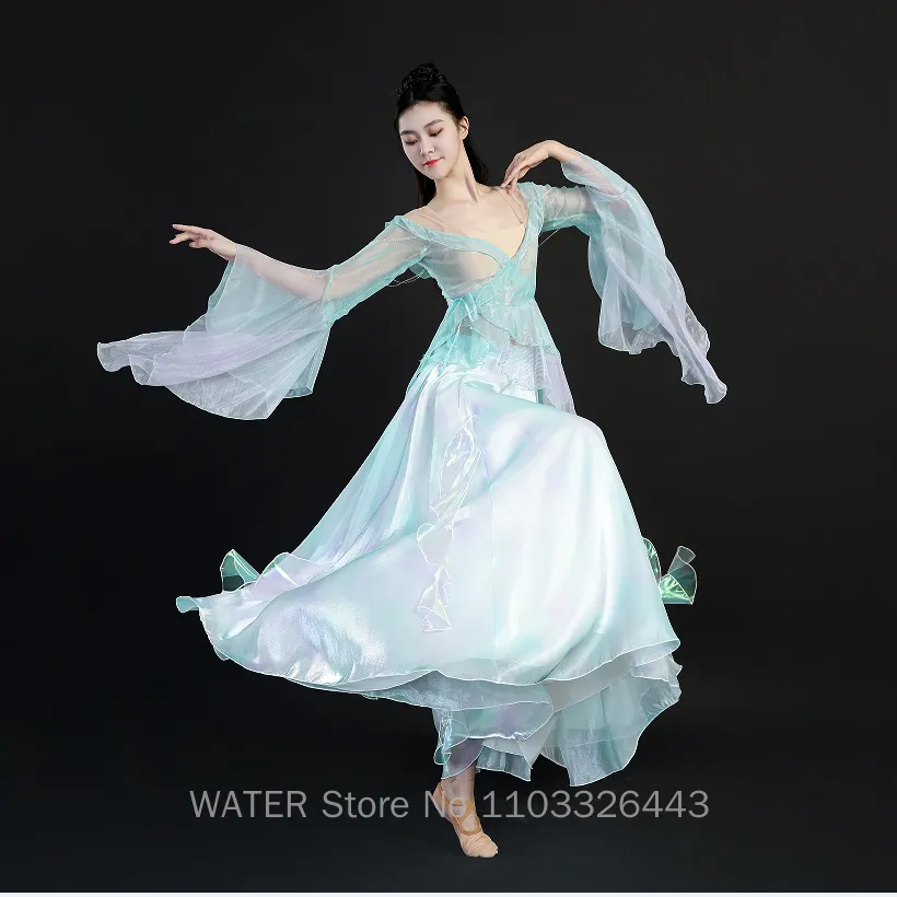 Classical Dance Costume for Women Blue Hanfu Dress Chinese Dancer Practice  Outfit with Fan Umbrella from Dhgate Umbrellas - price 24.29