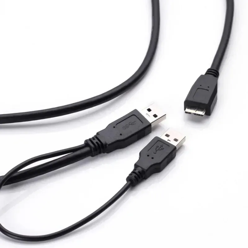 Nieuwe USB3.0 Micro-B Mobile Hard Disk Cable Dubbele kop USB-voeding gegevenskabel met hulpvoeding 0,6/1 meter