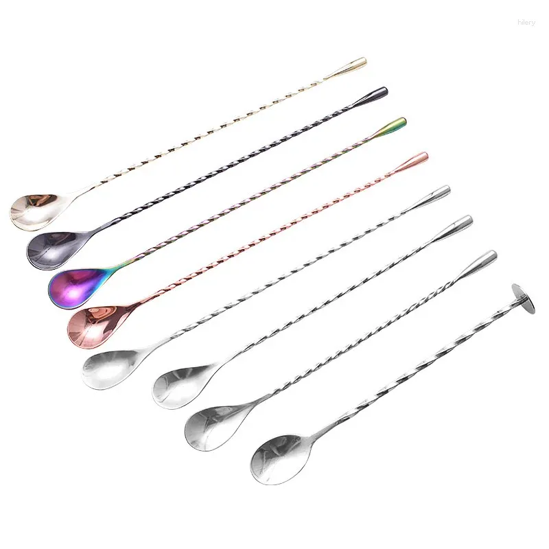 Coffee Scoops 50pcs 304 Bar de chute d'eau en acier inoxydable Spoon Fine File Cocktail Mélange de mélange