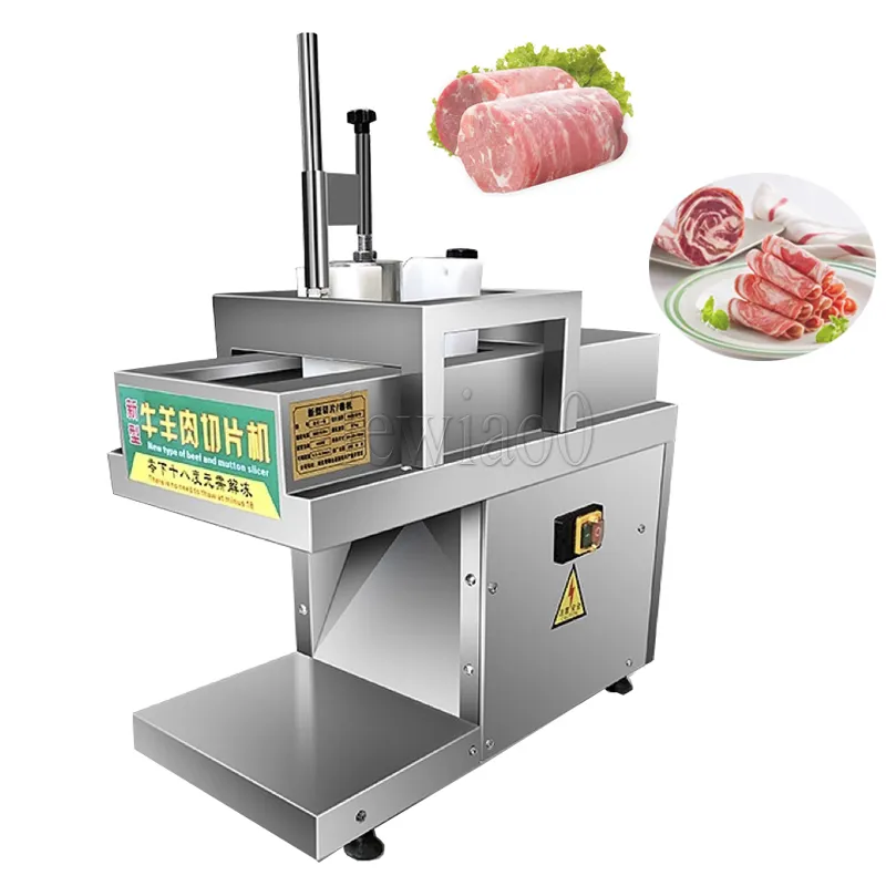 Automatisk nötköttkött rullar skivmaskin Electric Meat Cutter Desktop Frozen Meat Cutting Machine