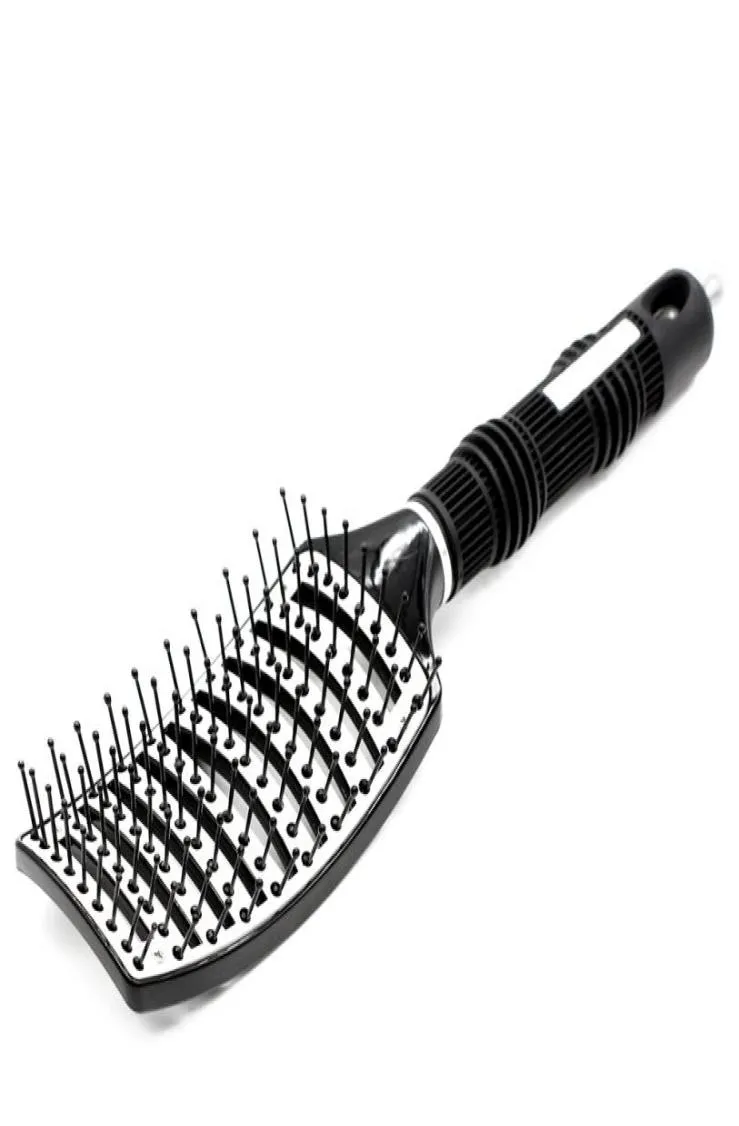 Brosse en nylon en aluminium résistant à la chaleur Brosse de rallonge de cheveux ventilé Poignée en caoutchouc anti-islière Courbe de démêlage pour perruque4227311