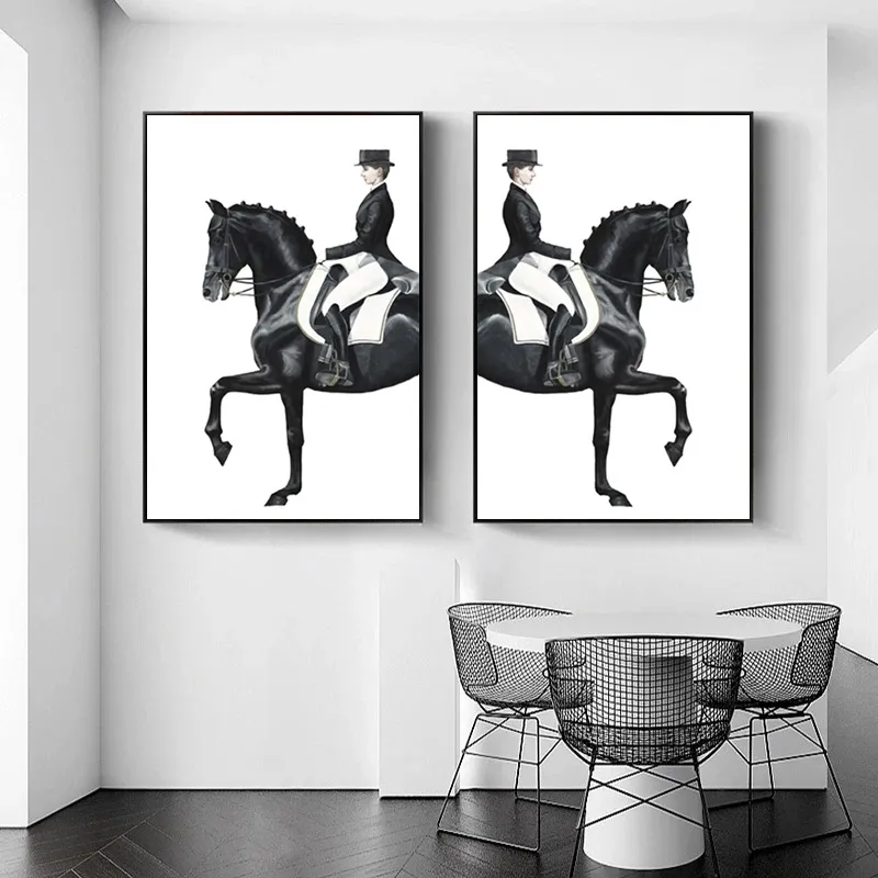 Horse Wall Art Decor: Large Equestrian Canvas Print Contemporary Horse ...
