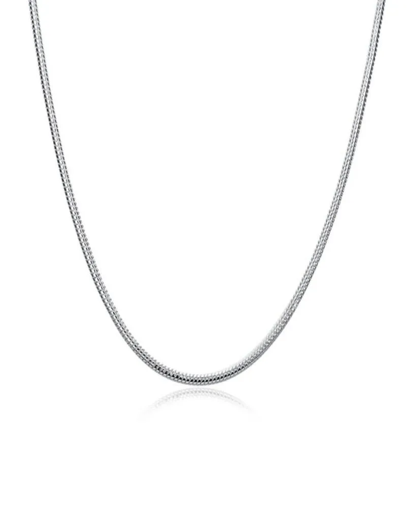 Plated sterling silver Chains (16 18 20 22 24)INCHS*3MM men's 3M bone necklace SN192 Top 925 silver plate Chains Necklaces jewelry6197372