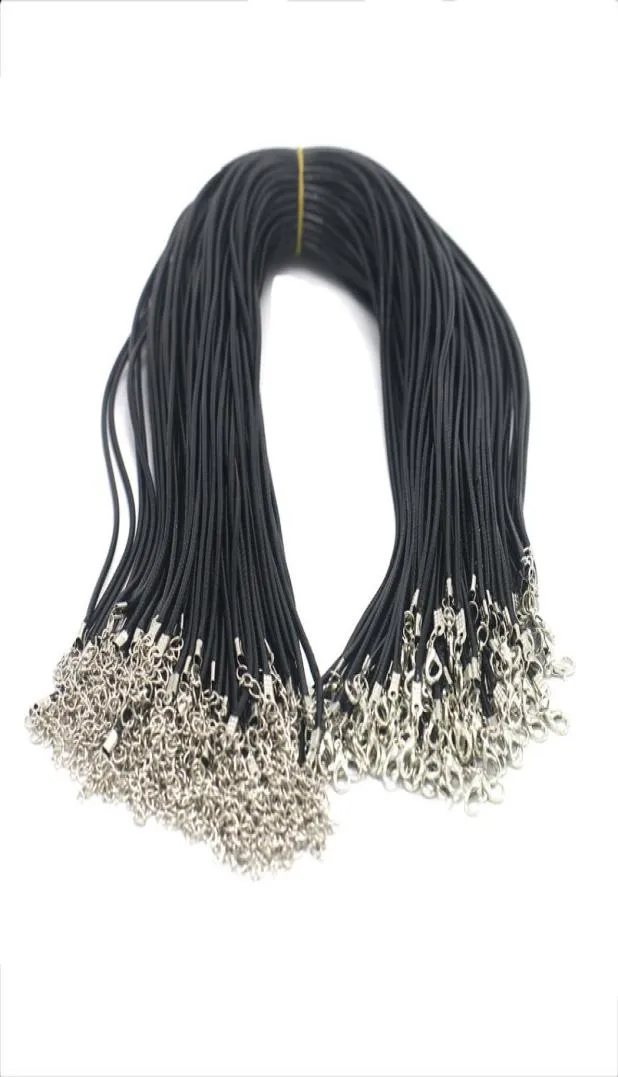 100pcs / lot Collier de chaînes en cuir de cire de cire noire pour femmes 18-24 pouces corde corde chaîne de câble de fil bricolage bijoux de mode en bulk7424198