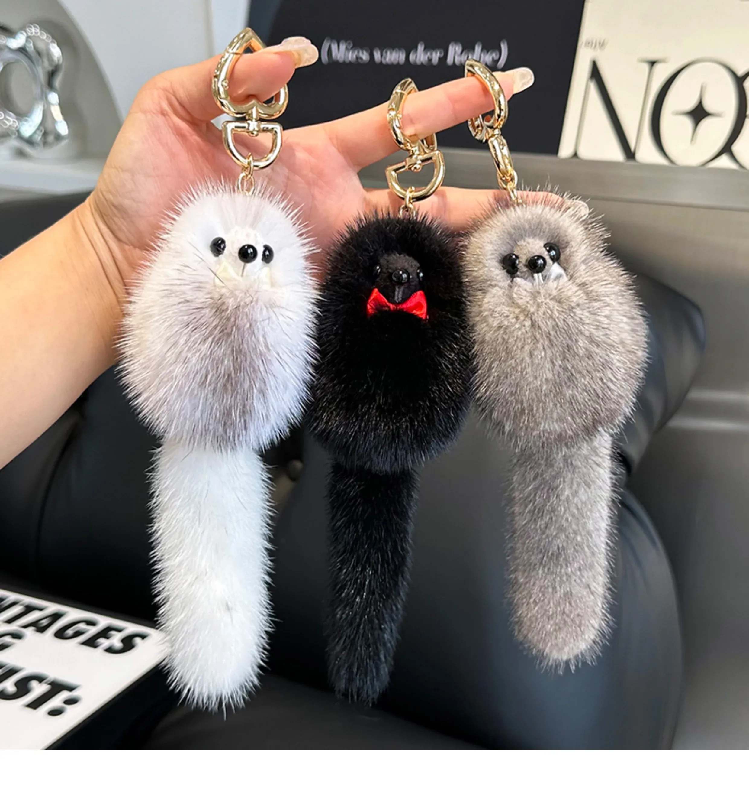アニマルプラッシュキーチェーン ソフトフェイクファーアニマルキー