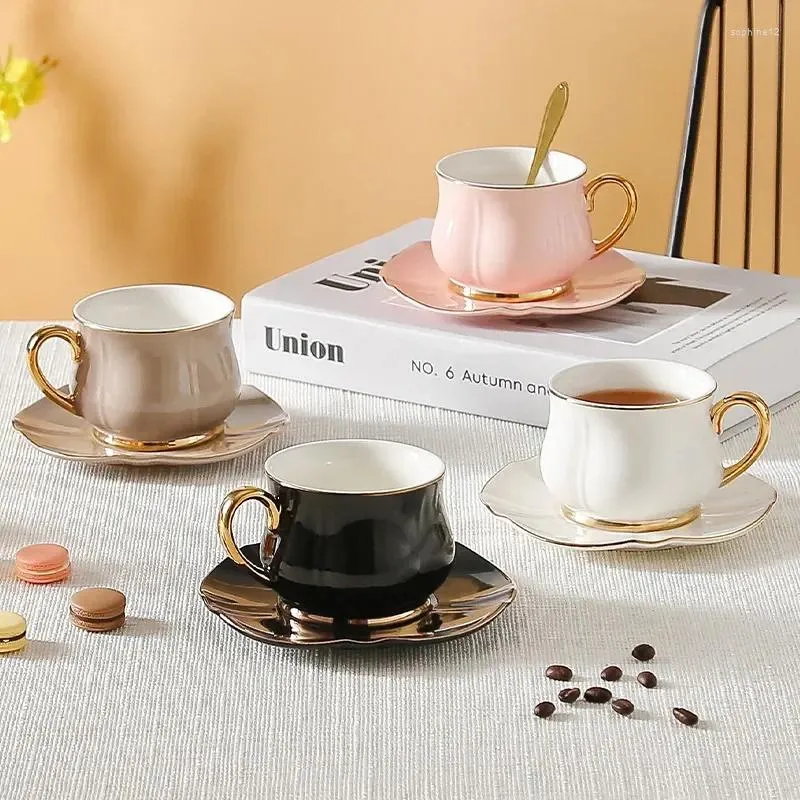 Tazas de tazas Tauco de té doméstico Taza de flores de cerámica de la tarde