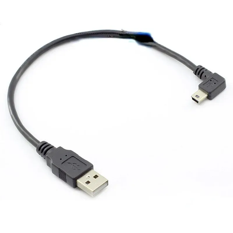 미니 미니 USB 데이터 케이블 팔꿈치 90도 직각 팔꿈치 T- 포트 데이터 케이블 미니 5 핀 와이어 구리 구리
