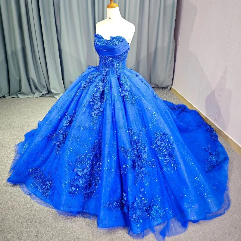 Princess Royal Blue Ball Gown Quinceanera Dress,Sweet 16 Gowns, DP3305