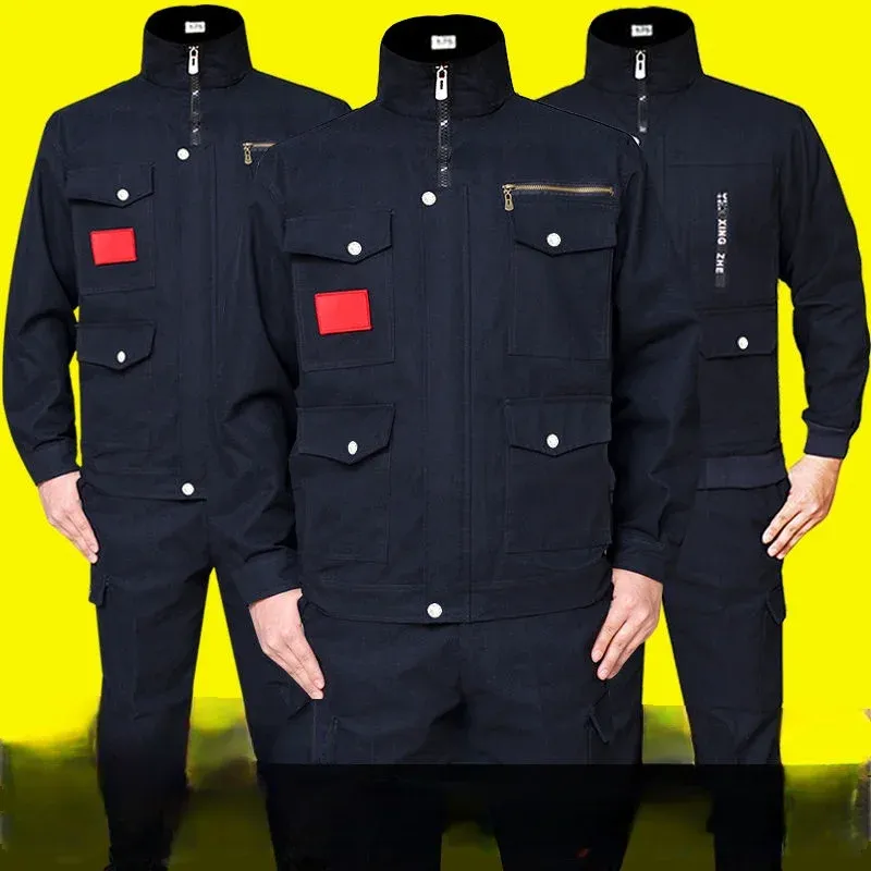Byxor svetsar kostymer arbetande haklappar skyddande arbetsjacka män arbetskläder verktyg enhetlig mekanisk multipocklastbyxor
