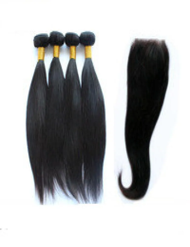 New Star Unprocessed Brazilian Virgin Hair Straight Style 4Bundles With 44 lace closure grade 6A weftclosure3080002