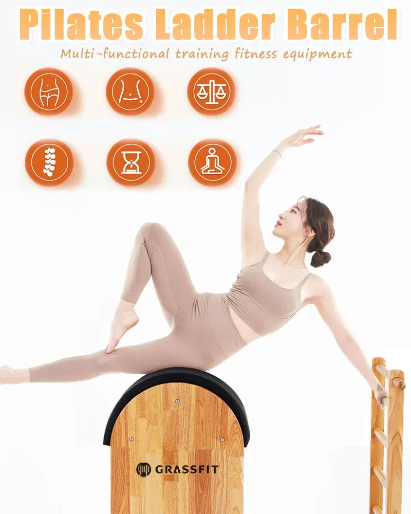 Pilates Springboard Adjustable Pilates Barrel 5-Step Ladder For