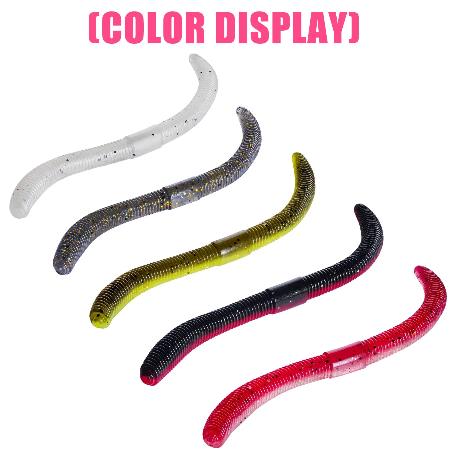 Senko Worms For Bass Fishing - 40 Piece 5.5 Inch Wacky Worm Kit With Box, 5 Colors, Salt-Infused & Slow-Fluttering