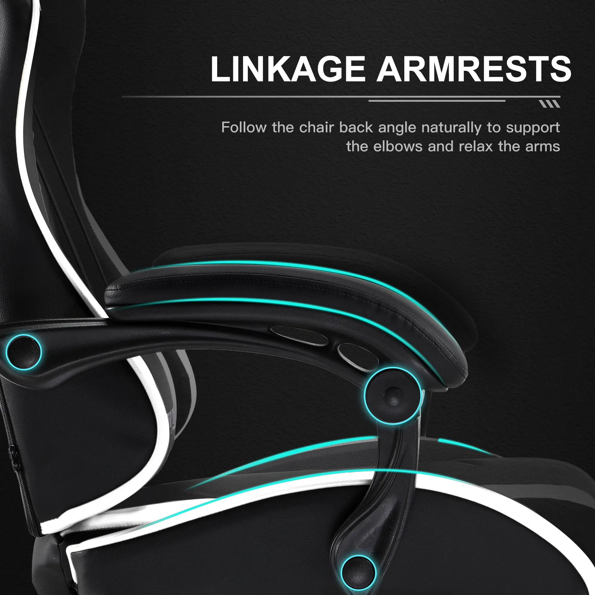 GTRACING GTWD-200 Gaming Chair with Footrest, Height Adjustable Office Swivel Reclining, White