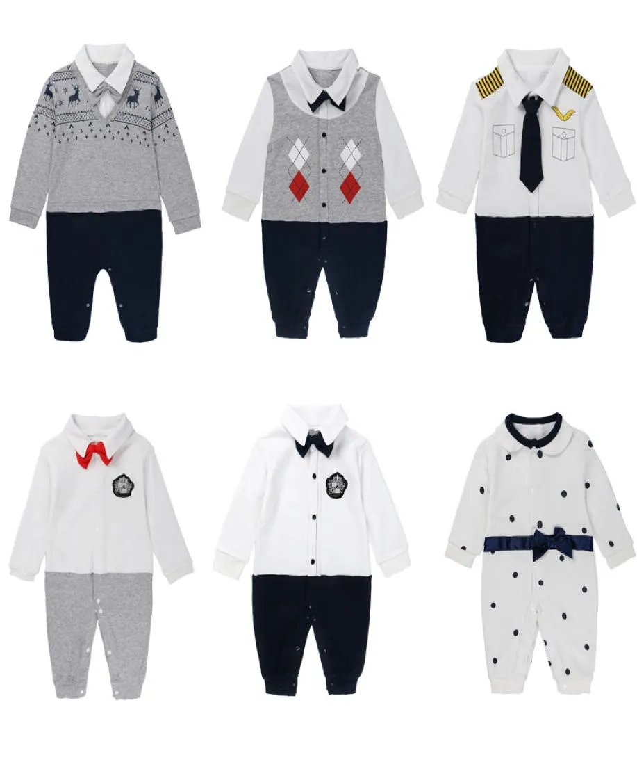 8 styles Vêtements pour enfants bébé garçon gentleman rivers nouveau-né bébé à manches longues à manches à manches longues de la marque de saut de créateur de créateurs 2970260