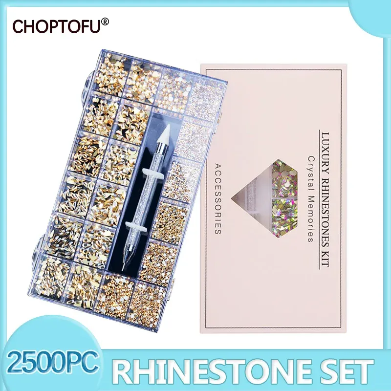 Urządzenia paznokcie sztuka krysztony zestaw duży kryształowy akrylowy pudełko mieszane Zestaw Flatback Glass 1pc Pick Up Pen Decorations 3D AB Flat Gem