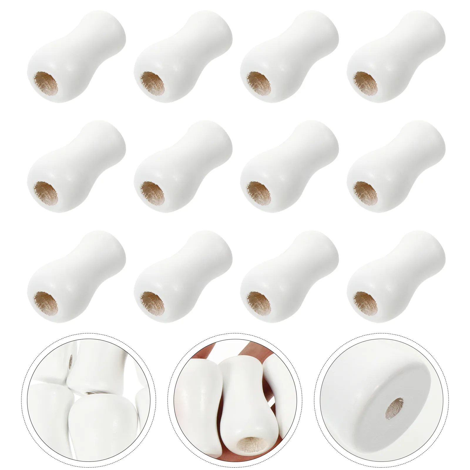 NUOLUX 24Pcs Wood Cord Tassel Window Blind Shades Wood Cord Knobs Drops Pull Ends Decor
