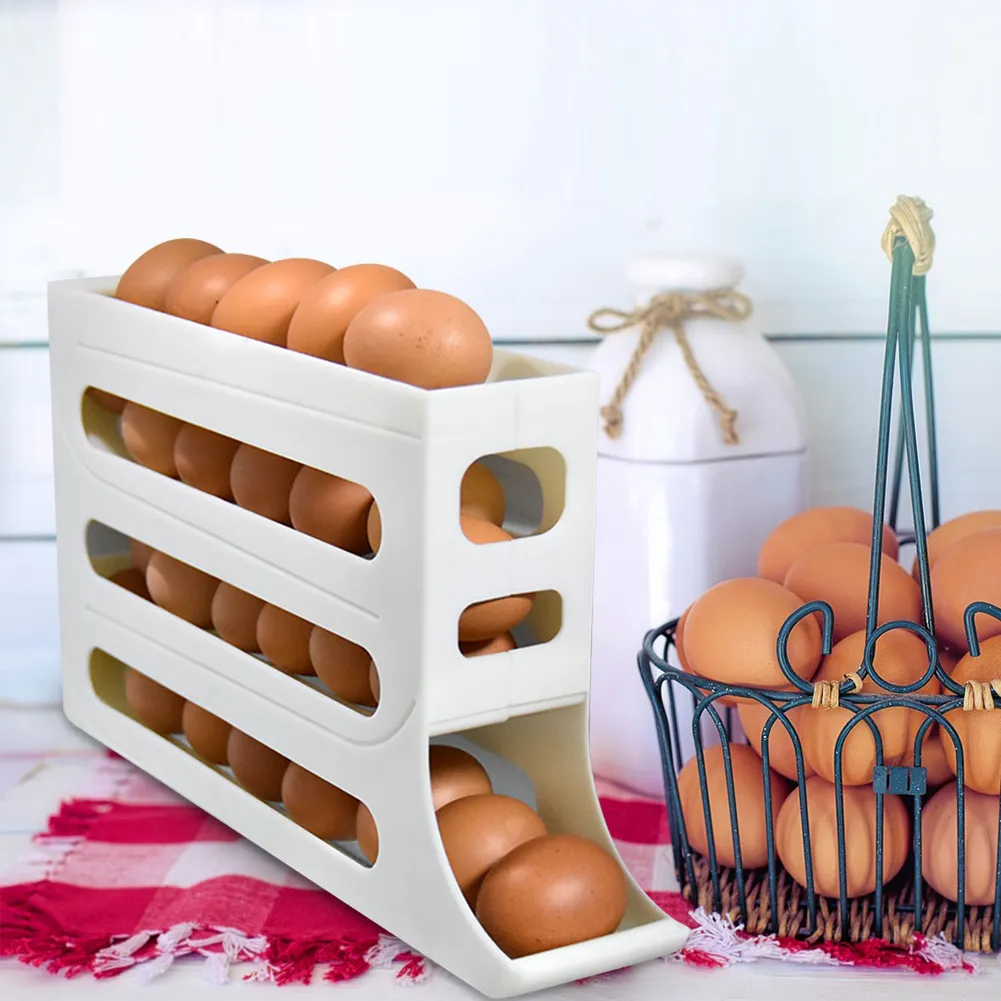 Automatic 30-Egg Capacity Rolling Egg Tray, Transparent Plastic ...