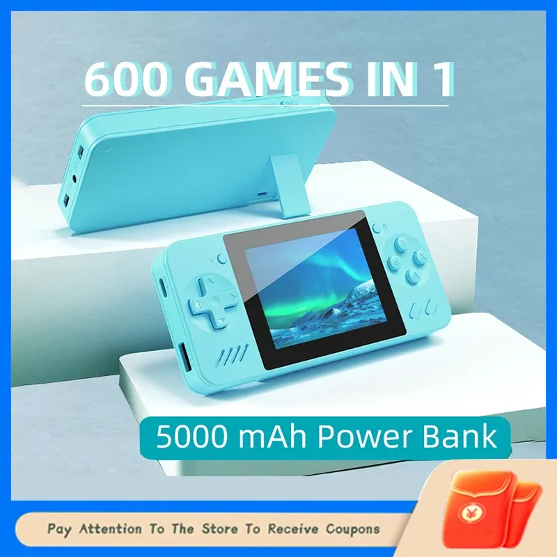 اللاعبون Q35 Console Game Console 3.5inch Screen 5000mah Mobile Power Treasure 600 Games Dual Handle Link Memories