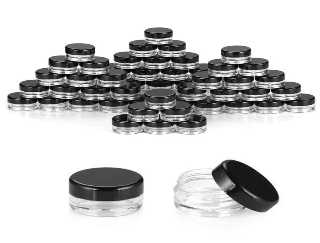 Lip Balm Containers 3G3ML Clear Round Cosmetic Pot Jars with Black Clear White Screw Cap Lids And Small Tiny 3g Bottle5346936