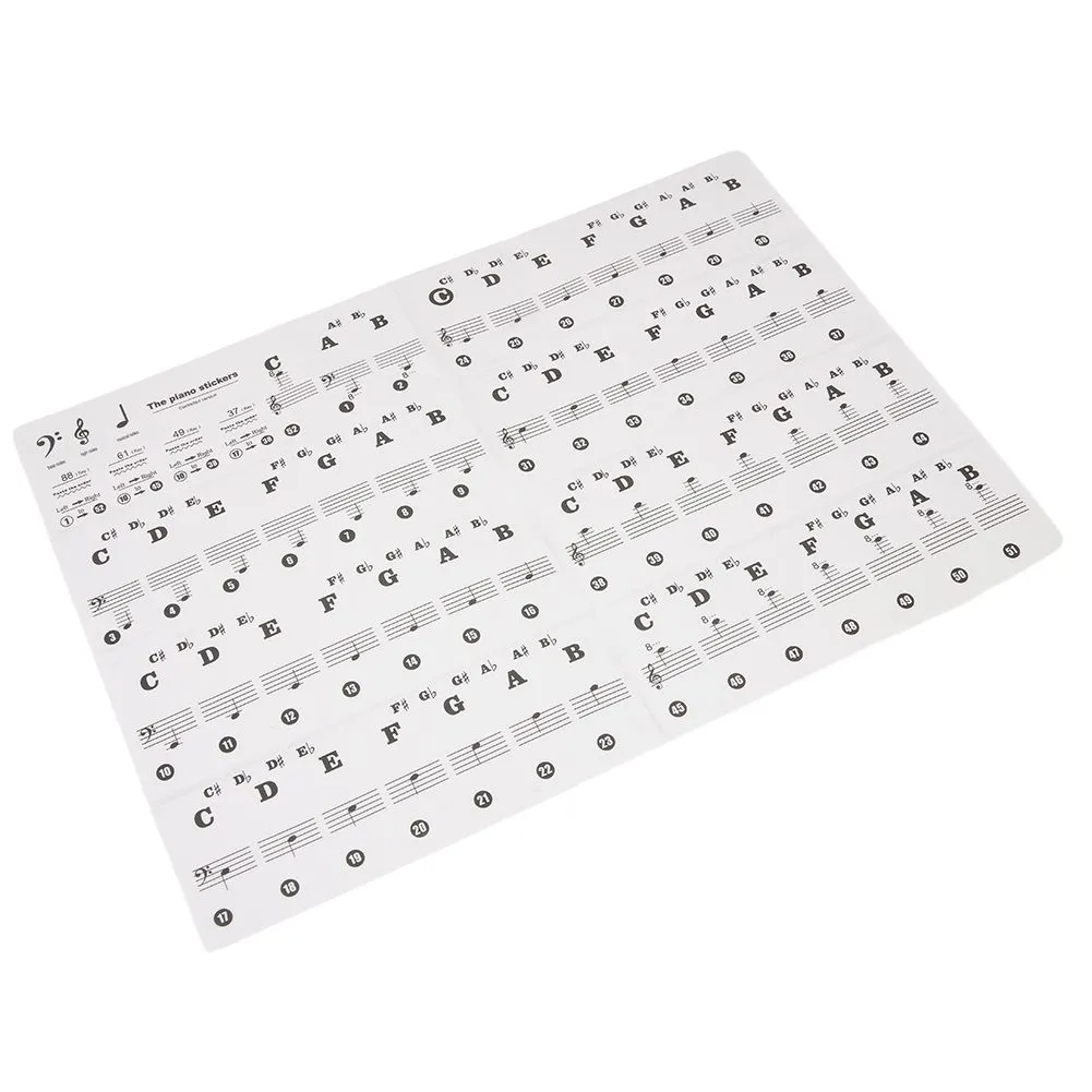 Key Sticker For Instrument Music Keyboard Stickers Set Clear Laminated Labels For 88/61/54/49 Key ...