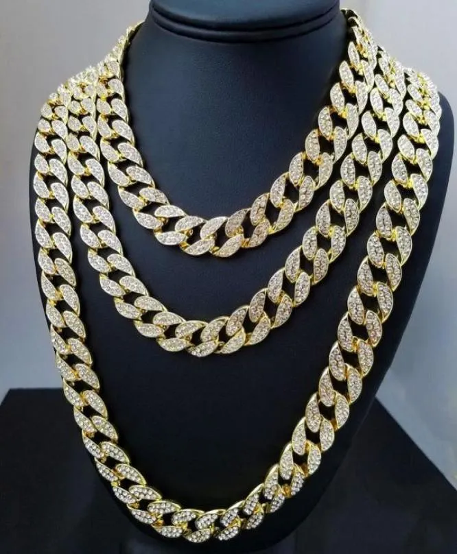 Iced Out Miami Cuban Link Chain Gold Silver Men Hip Hop Necklace Jewelry 16inch 18inch 20inch 22inch 26inch 28inch 30inch8304061
