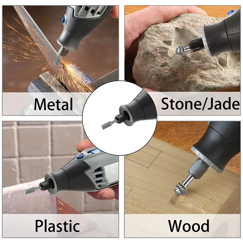 MNGQNJ High Quality Carbide Material 10 Pcs Double Cut Rotary Burr Set For Metal Carving Polishing Engraving Drilling 1 8 Shank 1 4 Head Length Ideal Die MNGQNJ High Quality Carbide Material 10 Pcs Double Cut Rotary Burr Set For Metal Carving Polishing Engraving Drilling 1 8 Shank 1 4 Head Length Ideal Die