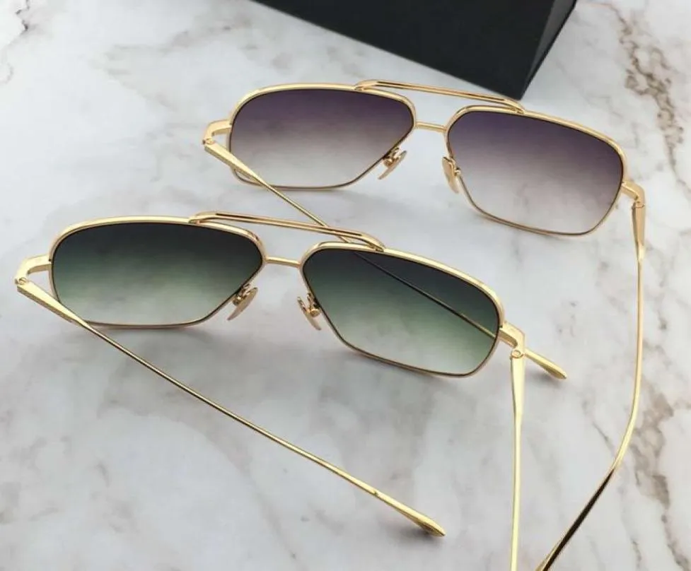 WholeVintage Gold Green Pilot Mens Sunglasses Designer Designer Slight Sun Glasses Shackes Shades Gafas de Sol New с Case Box7357313