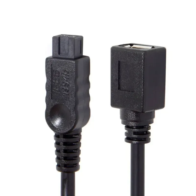 Black IEEE 1394 6pin fêmea a 1394b 9pin Firewire feminino 400 a 800 adaptador de cabo para conectar -se a uma câmera digital de computador